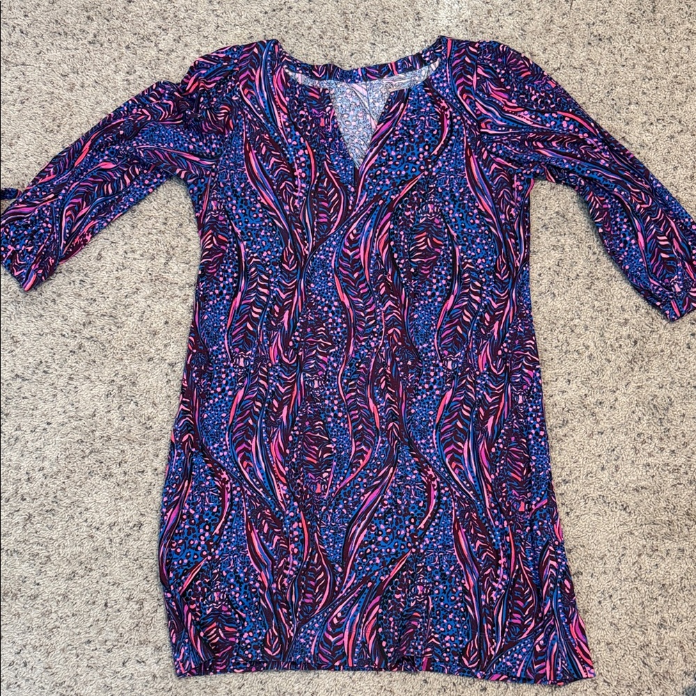 Lilly Pulitzer Blue and Pink Midi Dress